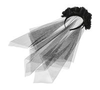 Abaodam Halloween Rose Veil Headband Black Fabric Flower Crown with Flexible Pairing for Day the Dead Events and Themed Gatherings Unique Design Spooky Atmosphere Stage Prop