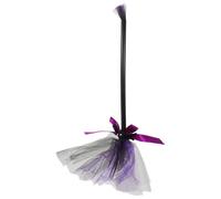Abaodam Halloween Witch Broomstick Small Purple Gauze Broom with Tail Indoor Party Decor and Costume Prop for Halloween Witch Dress-Up