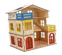Abaodam Hamster Castle Wooden Villa with Two-story Climbing Frame and Nesting Area for Small Pets Exercise and Stress Relief