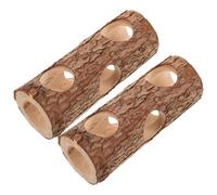 Abaodam Hamster Hideout Tunnels Tree Bark Shape 2pcs Wooden Natural Wood Circular Structure Safe Playing Habitat Accessories for Small Animals Gerbils