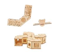 Abaodam Hamster Tunnel Toy and Seesaw Set Wooden Maze and Climbing Ladder for Small Pets Exercise and Play - Safe Pet Habitat Accessory for Hamsters and Rodents