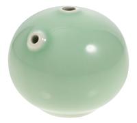 Abaodam Hand-painted Ceramic Water Dropper Calligraphy Ink Container with Lotus and Pufferfish Design, Semi-circle Green Pottery Water Pot for Chinese Brush Painting and Ink Grinding