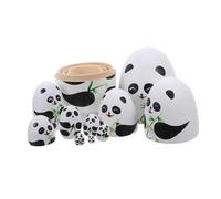 Abaodam Hand-painted Wooden Panda Nesting Dolls Set for Portable Stacking with Unique Family Design Educational Play for Lightweight Russian Doll Craft for Travel and Home Decor
