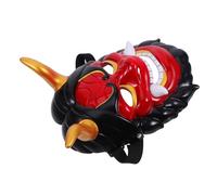 Abaodam Handcrafted Japanese Samurai Mask with Demon Horns for Halloween Cosplay Full Face Festival Mask for Masquerade Parties and Creative Costume Themes