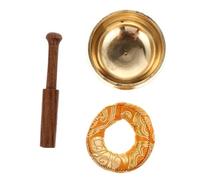Abaodam Handcrafted Nepal Singing Bowl Set in Golden Copper with Wooden Striker and Cushion, Tibetan Style for Meditation and Yoga Creating Deep Therapeutic Tones, for Random Color