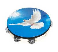 Abaodam Handheld Percussion Instrument Tambourine for Children Lightweight Double-layer Design with Peace Dove Pattern Easy to Use Musical Instrument for Dance Props and Early Education