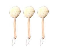 Abaodam Handle Bath Puff Scrubber Nylon and Timber Material 3pcs with Ergonomic Design Exfoliating Shower Sponge for Effective Dead Skin Removal in Home Bathroom