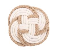 Abaodam Handmade Round Cotton and Linen Coasters Non-Slip Heat Resistant Mat for Dining Table Decoration, Elegant White Weave Coaster for Restaurant and Birthday Random Color