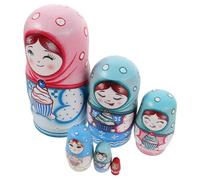 Abaodam Handmade Russian Nesting Dolls Natural Wood Matryoshka Dolls with Traditional Hand Painted Art Smooth Polished Surface Portable Family for Travel and Interactive Learning