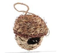 Abaodam Handmade Straw Bird Nest Creative Woven Bird House for Garden Decoration Natural Home Ornament with Hanging Rope Khaki