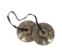 Abaodam Handmade Tibetan Cymbal Bell for Yoga Meditation Percussion Instrument Nepal Religious Ceremony Cymbals Bell White Copper Eight Auspicious Symbols Design