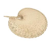 Abaodam Handmade Woven Cattail Leaf Fan Natural Straw Cooling Fan Summer Accessory Portable Pu for Outdoor Bbq and Home Wall Decoration