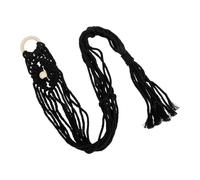 Abaodam Handwoven Guitar Wall Mount Hanger for Ukulele and Guitar, Black Cotton Rope Macrame Design, Simple Style Wall Instrument Holder for Home Decoration