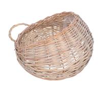 Abaodam Handwoven Hanging Flower Basket Wall Mounted round Wicker Planter | Plastic Liner, Rustic Farmhouse Style, for Home Walls, Plants and Dried Flowers, Space Saving Decor