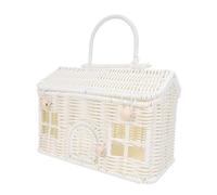 Abaodam Handwoven Rattan House Shaped Basket for Weddings and Picnics Decorative Wicker Storage Box with Retro Design Party Favor Candy Holder and Home Decor Accent White
