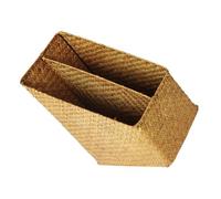 Abaodam Handwoven Straw Storage Basket Desktop Document Rack Magazine Holder Thickened Design High Hardness Simple Style Classification for Home Study Rooms and Dormitories
