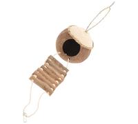 Abaodam Hanging Coir Bird House with Ladders, Wood Hideaway Shelter | Metal Hook and Rope Setup, Braided Covers, Balcony Hanging or Garden Use, for Small PET Keepers