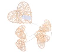 Abaodam Hanging Wind Chime Elegant Rattan Material Rattan Heart Shape with Battery Operated Night Light, Beige Decorative Pendant Lamp Ornament for Garden Or near The Entry