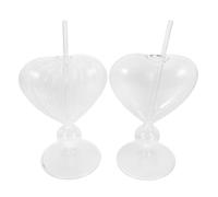 Abaodam Heart-Shaped Cocktail Glasses 2pcs 180ml Sturdy Glass Goblets for Wedding Celebrations and Party Events
