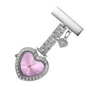 Abaodam Heart Shaped Nurse Watch Clip-on with Glass and Alloy Material, Lightweight and Practical for Nurses Working in Hospitals, Stylish and Elegant Fob Pocket Watch for Women