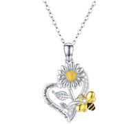 Abaodam Heart Shaped Sunflower Pendant Necklace for Women Alloy Bee Necklace Fashion Jewelry Unique Detail Love Gift for Birthday Banquet Annual Meeting Wear