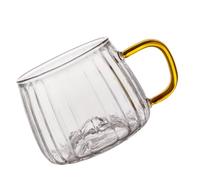Abaodam Heat-Proof Glass Cup with Handle, Smooth Mouth Round Shape, Adorable Unique Design for Home Beverage, Milk, and Juice Storage, Sturdy Drinking Glassware