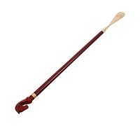 Abaodam Heavy Duty Brass Shoe Horn with Long Wood Handle for Seniors Men Women Back-saving Boot Spoon for Easy Wearing Pregnancy Bending Aid Formal Shoe Helper for Travel and Daily Use