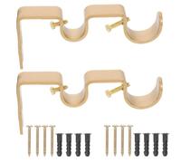 Abaodam Heavy Duty Curtain Rod Brackets Double Rod Holders Thickened Wall Fixings for Office and Study Room Curtains 2 Sets Warm Gold Random Color