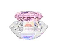 Abaodam Hexagonal Pink Crystal Nail Art Cup for Manicure Liquid Powder with Lid, Sturdy Glass Material, Practical Design for Nail Salon and Personal Home Use
