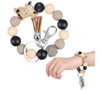 Abaodam Highland Cow Keychain Women Cute Silicone Animal Key Ring Charm with Wristlet Strap, Fluffy Yak Brown Accessory for Bag and Keys, Gift for Women