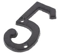 Abaodam House Number 5 Cast Iron Black Large Number for Mailbox Smooth Surface Modern Style