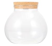 Abaodam Hydroponic Planter Glass Propagation Station with Wooden Lid, 15cmx16cm Terrarium Vase with Light for Desktop Plant Growing and Home Garden Décor