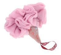 Abaodam Ice-Cream Cone Shaped Bath Ball Made of Pe and Polyester Filled Cotton with Hanging Rope Supple Texture and Rich Bubble Lovely Body Wash Scrubber and Random Color