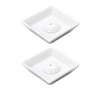 Abaodam Incense Stick Holder Set No Rust No Fading White Ceramic 2pcs Japanese Style Square round Elegant Stick Tray for Study Room Decor