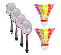 Abaodam Inflatable Aluminum Foil Badminton Balloons Set for Birthday Parties Portable Lightweight Sport Ball Decorations with Large Colorful Balloons and Red Rackets Festive Party