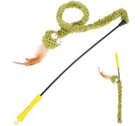 Abaodam Interactive Cat Teaser Stick with Snake Pattern Plumage for Indoor Cats 1pcs for Kitten Play and Boredom Relief