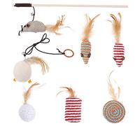 Abaodam Interactive Cat Teaser Stick Wooden Flirting Toys for Indoor Cats with Mice Replacement Heads Engaging Pet Playtime for Curious Kittens