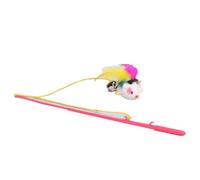 Abaodam Interactive Kitten Cat Teaser Wand with Bell and Cony Hair Mouse, Plastic Rod and Elastic Rope for Exercise and Mimic Natural Behaviour, for Indoor Play Random Color