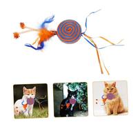 Abaodam Interactive Kitten Teething with Ribbon Durable Cat Chewing for Indoor Cats Lightweight and Wear Resistant to Stimulate Hunting Instincts and Loneliness Blue and Orange Options
