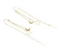Abaodam Intricate Hollow Star Moon Tassel Threader Earrings for Women Lightweight Dangle Drop Ear Decoration with Fine Copper Craftsmanship Elegant Long Hollowed Out Design for Any