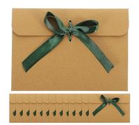 Abaodam Invitation Kraft Paper Envelopes 50Pcs with Ribbon Bow Dark Green for European Style Greeting Cards and Letter Paper Covers