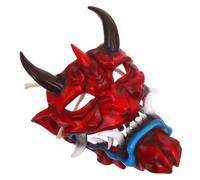 Abaodam Japanese Demon Mask with Horns for Halloween Sturdy Realistic Scary Devil Facemask with Flexible Strap Fits Adults for Cosplay Haunted Events and Costume Parties