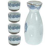 Abaodam Japanese Sake Set Ceramic Sake Bottle and Cups Classic Japanese Style for Entertaining Guests and Bars
