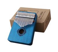 Abaodam Kalimba Thumb Piano 17 Keys for Beginners Wooden Finger Piano in Gem Blue Floral Pattern and Pink for Music Learning and Finger Instrument Practice