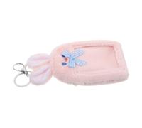 Abaodam Kawaii Plush Card Case Keychain with Cute Cartoon Rabbit Design, Portable Photocard Holder and Badge Holder Keyring for Student Id and Bank Card, for School and Work