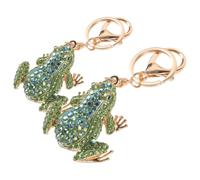 Abaodam Keychain 2pcs Alloy Material with Sparkling Rhinestone Embellishment Adorable Animal Design, Frog Bag Charm and Car Key Holder for Everyday Use