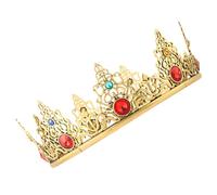 Abaodam King Cosplay Props Red Metal Crown for Men Sturdy Headwear for Stage Shows and Birthday Celebrations