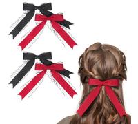 Abaodam Lace Hair Bows Elegant and Cute with Tails 4pcs Hair Clips for Sturdy Materials and Resistant to Deformation Suitable for Dress Decor and Daily Use