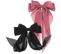 Abaodam Large Bow Hair Clips Adds Elegance and Hairstyle 2pcs Assorted Colour for Women Cloth and Metal Material for Everyday Wear Or Special Occasions