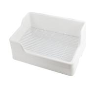 Abaodam Large Bunny Pet Litter Box Split Design Rabbit Cage Toilet Tray with Anti-spill Feature and Dual Fixing for Small Animals, White Trainer Toilet for Hamster and Rabbit Indoor Use